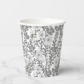 ワイルドフラワーグレー開花フローラカスタムブライダルシャワー 紙コップ (裏面)