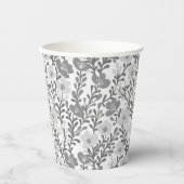 ワイルドフラワーグレー開花フローラカスタムブライダルシャワー 紙コップ (正面)