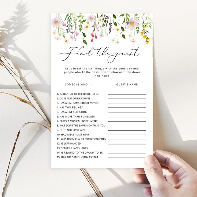 ワイルドフラワーゲストのブライダルシャワーゲームを見つける (クリエイターアップロード済み)