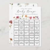 ワイルドフラワーゲストベビービンゴゲームカードの検索 招待状 (正面/裏面)