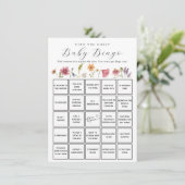 ワイルドフラワーゲストベビービンゴゲームカードの検索 招待状 (スタンド正面)