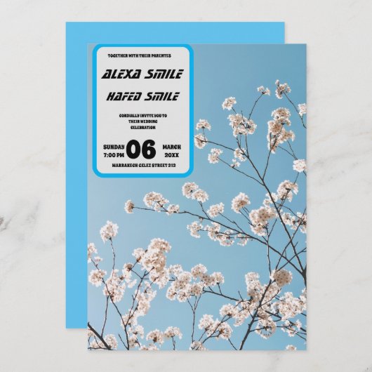 ワイルドフラワーゲートフォールドかわいらし結婚式招待状結婚、 招待状 (正面/裏面)