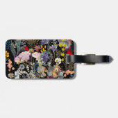 ワイルドフラワーコラージュ荷物タグ – （黒い背景） ラゲッジタグ (裏面横)