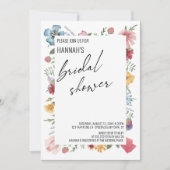 ワイルドフラワーコンテンポラリーの手書きブライダルシャワー 招待状 (正面)
