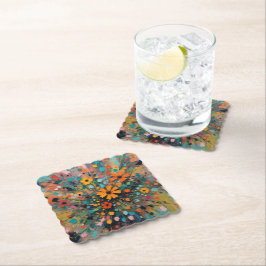 ワイルドフラワーコースター、フローラ、鮮やかな色のスプラッシュ ペーパーコースター
