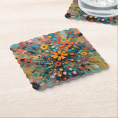 ワイルドフラワーコースター、フローラ、鮮やかな色のスプラッシュ ペーパーコースター (アングル)