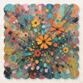 ワイルドフラワーコースター、フローラ、鮮やかな色のスプラッシュ ペーパーコースター