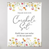 ワイルドフラワーサイン私たちのコーンホールセット赤ちゃんシャワーのサイン ポスター (正面)