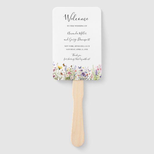 ワイルドフラワーサマーウェディングプログラムファン ハンドファン (正面)