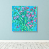 ワイルドフラワーサマーフラワーブーケ絵画フローラ キャンバスプリント (インサイチュ (ウッドフロア))