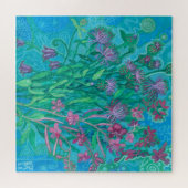 ワイルドフラワーサマーフラワーブーケ絵画フローラ ジグソーパズル (横)