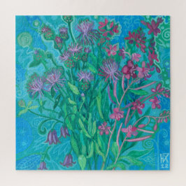 ワイルドフラワーサマーフラワーブーケ絵画フローラ ジグソーパズル