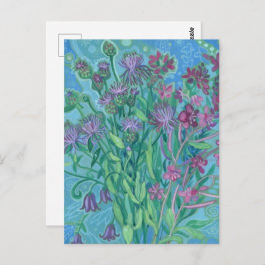 ワイルドフラワーサマーフラワーブーケ絵画フローラ ポストカード (正面/裏面)