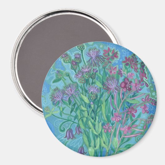 ワイルドフラワーサマーフラワーブーケ絵画フローラ マグネット (正面/裏面)