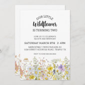 ワイルドフラワーサマー誕生日招待状ダウンロード 招待状 (正面/裏面)