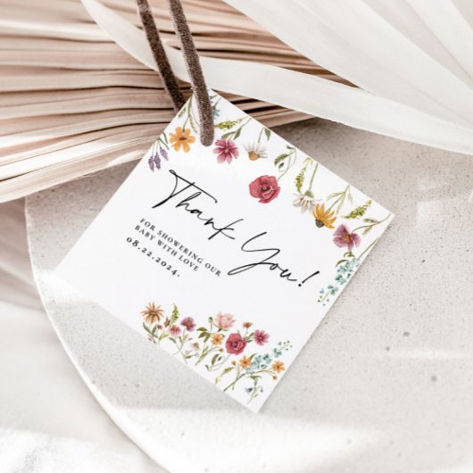 ワイルドフラワーサンキューベイビーシャワーギフトラベル フェイバータグ