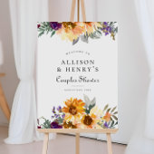 ワイルドフラワーサンフラワーカップルブライダルシャワーサイン ポスター