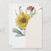 ワイルドフラワーサンフラワー蝶シャンパンガラス 招待状 (裏面)