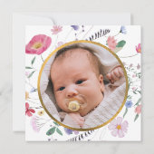 ワイルドフラワーサークルバプテスマサンキューカード 招待状 (裏面)