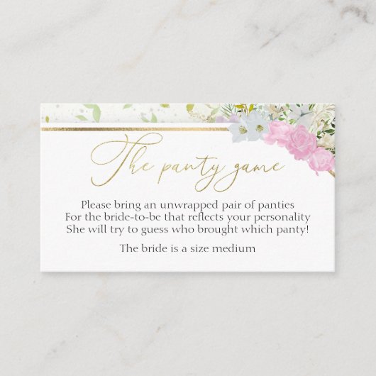 ワイルドフラワーザパンティゲームブライダルシャワー エンクロージャーカード (正面)