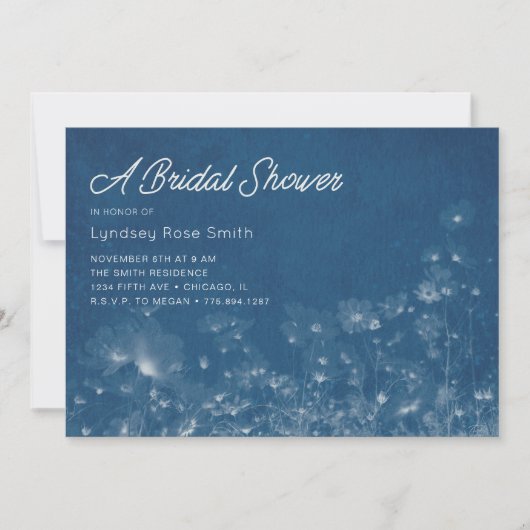 ワイルドフラワーシアノタイプのブライダルシャワー招待 招待状 (正面)