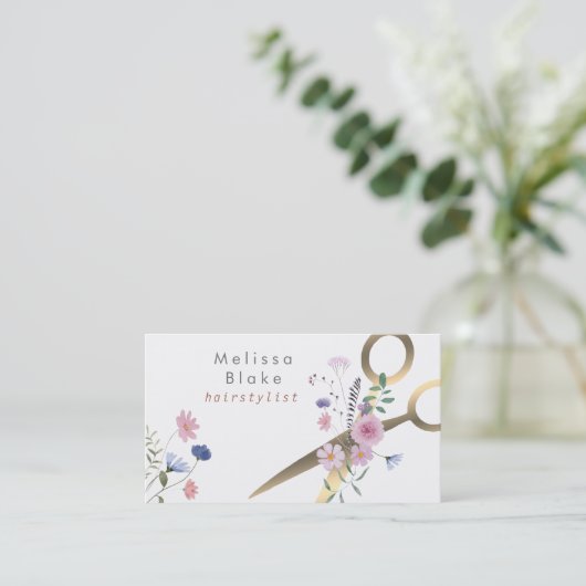 ワイルドフラワーシザーヘアスタイリスト 名刺 (スタンド正面)