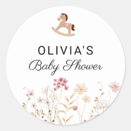 ワイルドフラワーシックフローラボホホワイトフォトウェルカム ラウンドシール