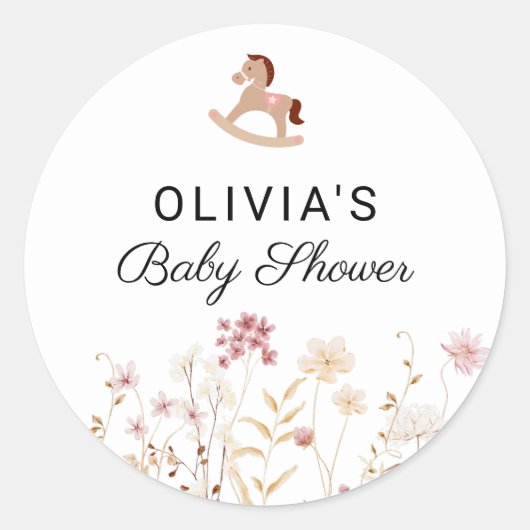 ワイルドフラワーシックフローラボホホワイトフォトウェルカム ラウンドシール (正面)