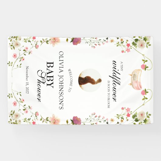 ワイルドフラワーシックフローラ緑豊ボホホワイト写真 横断幕 (横)