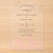 ワイルドフラワーシッモダンクピ澄んックア結婚ーチ アクリル招待状 (正面)