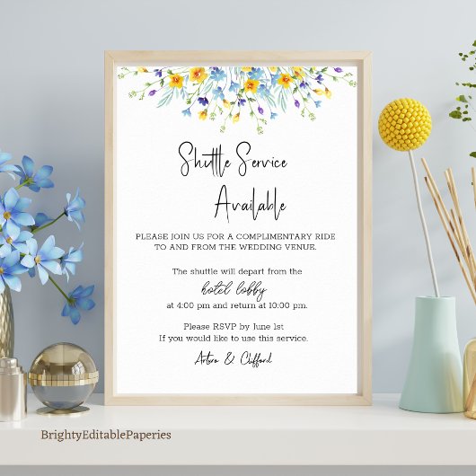ワイルドフラワーシャトルサービスサインテンプレート ポスター