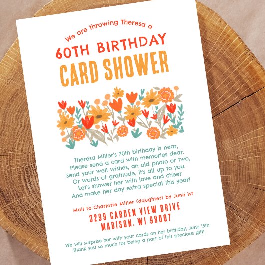 ワイルドフラワーシャワーバイメール誕生日カードシャワー 招待状