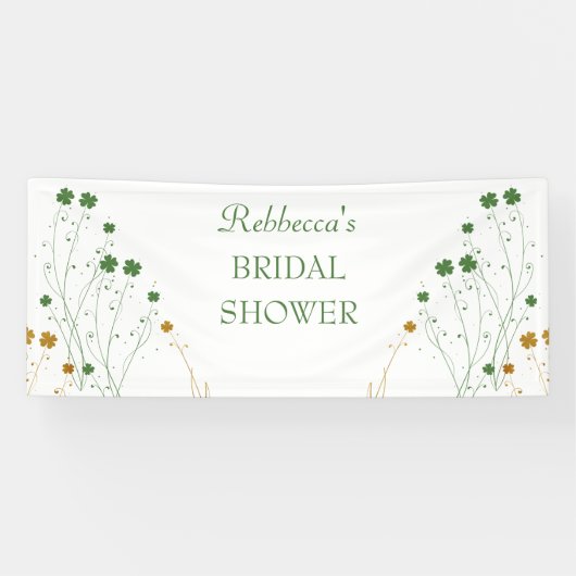 ワイルドフラワーシャームロックブライダルシャワーウェルカムバナー 横断幕 (横)