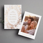 ワイルドフラワーシルエットウェディング日付写真を保存 箔招待状