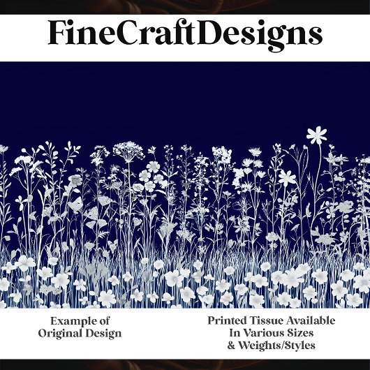 ワイルドフラワーシルエットミッドナイトブルーJ4デコページ 薄葉紙