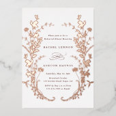 ワイルドフラワーシルエットリースリハーサルディナー 箔招待状 (正面)