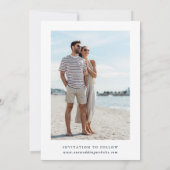 ワイルドフラワーシルエット結婚のフォトネイビーブルー セーブザデート (裏面)