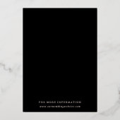 ワイルドフラワーシルエット結婚ブラックのバラ金ゴールド 箔招待状 (裏面)