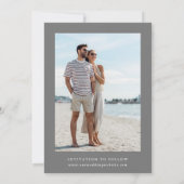 ワイルドフラワーシルエット結婚リースのフォトグレー セーブザデート (裏面)