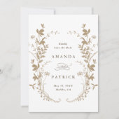 ワイルドフラワーシルエット結婚リースのフォトタン セーブザデート (正面)