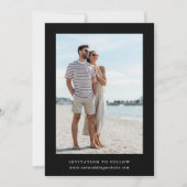 ワイルドフラワーシルエット結婚リースのフォトブラック セーブザデート (裏面)