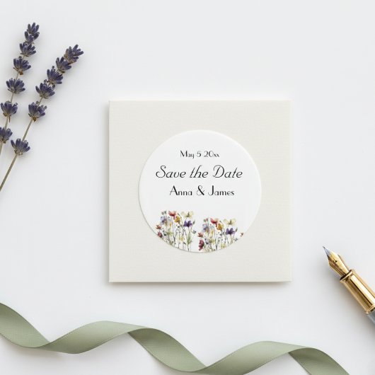 ワイルドフラワーシンフォニー: ビブラントウォーターカラーアート ラウンドシール