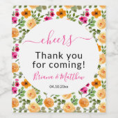 ワイルドフラワーシンプルエレガントのスクリプトワイン ワインラベル (シングルラベル)