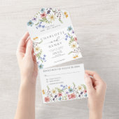 ワイルドフラワーシンプルズ庭園の結婚式 オールインワン招待状 (貼ってはがせる)