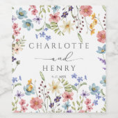 ワイルドフラワーシンプルズ庭園の結婚式 ワインラベル (シングルラベル)