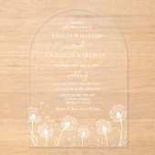 ワイルドフラワーシンプルホワイト結婚 アクリル招待状 (正面)