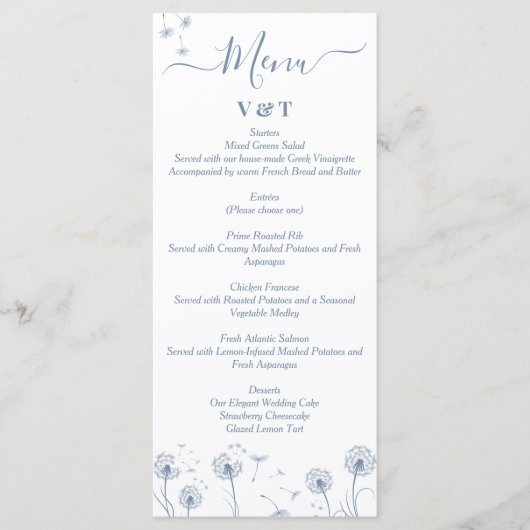 ワイルドフラワーシンプルミニマル結婚リスト メニュー (正面)