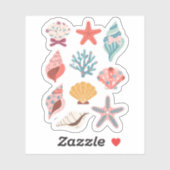 ワイルドフラワーシーシェルクラムサマービベスフローラビーチ シール (シート)