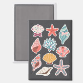 ワイルドフラワーシーシェルクラムサマービベスフローラビーチ マグネット (正面/裏面)