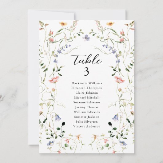 ワイルドフラワーシーティングチャートカードフローラリースガーデン 招待状 (正面)